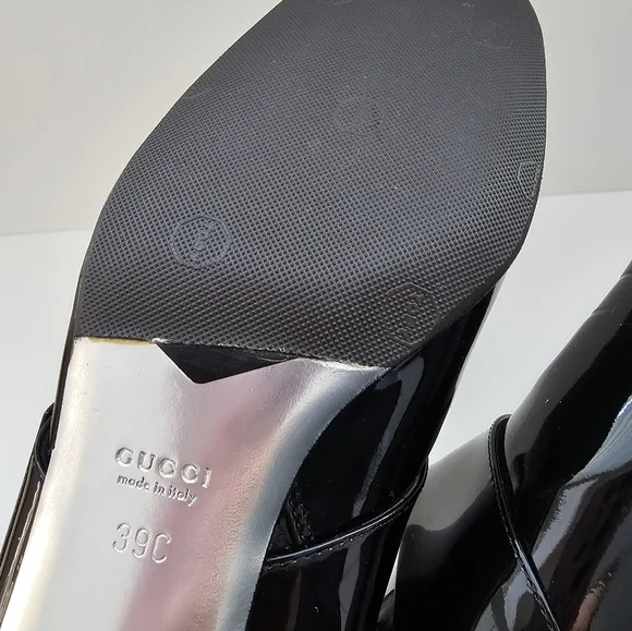 Gucci Black Patent Leather Buckle Combat Boots Size 39 With Anti Slip Sole - Picture 7 of 13
